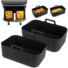 YQL Thickened Silicone Air Fryer Liners for Ninja 7.6L Dual AF300UK | Oven-Safe & Microwave-Safe | Reusable Kitchen Accessories Silicone Basket Trays
