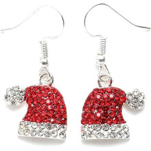 Christmas Dangle Stud Earrings Holiday Party Drop Earrings Enamel Crystal Santa Claus Bell Hat Earring Cute Christmas Costume Jewelry Women
