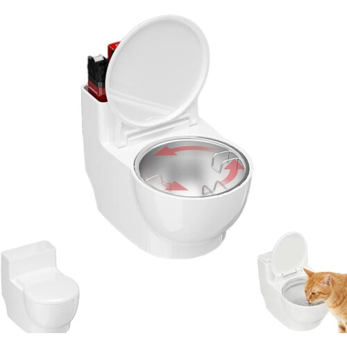Hvit toalettformet vanndispenser for kjæledyr 1,5 l
