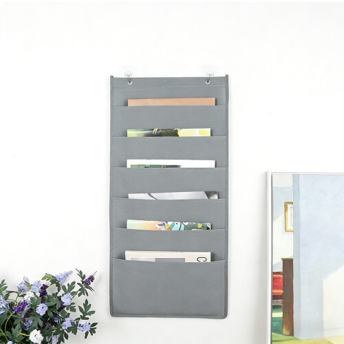 Wall Mounted File Organizer with Multiple Pockets - Non-Woven Fabric Document Holder for Office Home Use - Space Saving Design for Easy Access
