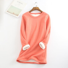 Damen Langarm-Tops, dickes Fleece-Sweatshirt, warmer Rundhalsausschnitt, Damen-Winter-Sweatshirt aus Samt, Unterwäsche-Top