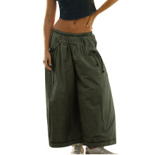 Pantaloni casual pentru femei, cu talie joasă, cu croială largă · Pantaloni cargo cu șnur · Croială lejeră, culoare uni, stil streetwear, la