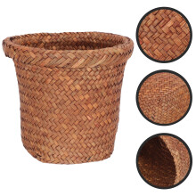 Room Waste Basket Wicker 1Set 6.9x5.7x5.7in