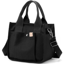 Geantă mică din pânză cu fermoar, geantă crossbody cu mai multe buzunare 2023Canvas, poșetă, mâner superior, genți de mână Satchel