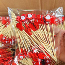 Christmas Cocktail Picks Fruit Sticks Disposable Bamboo Sticks Snowflakes GTR8