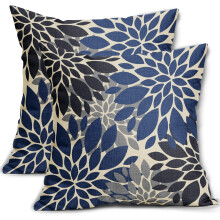 Fodere per cuscini blu navy e nere 20x20 (2 pezzi) – Motivo floreale moderno con dalie, arte geometrica, per esterni/interni, arredamento rustico,