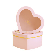 Lot de 2 boîtes à fleurs en forme de cœur, papier estampé à chaud, emballage fleuriste, étui cadeau rose pour fête (rose)