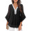 Camicetta da donna in chiffon con scollo a V e volant, maniche a 3/4. 1