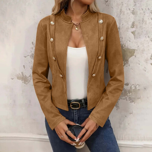 Cappotto doppiopetto a maniche lunghe da donna 2