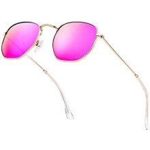 Polarisierte Sonnenbrille für Damen und Herren, quadratischer Metallrahmen