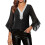 Camicetta da donna in chiffon con scollo a V e volant, maniche a 3/4. 5