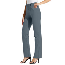 Boli damesbroek, effen kleur, elastische taille, geschikt voor werk, kantoor, rechte pijpen, casual, maat S-2XL