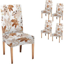 Stuhlhussen-Set mit Ahornblatt-Herbstmotiv, 4er-Set, passend für Esszimmerstühle, Küche, Wohnzimmer, Restaurant, Partys