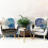 Conjunto de 2 capas de almofada decorativas em linho azul, 45x45cm (18x18 polegadas). 8