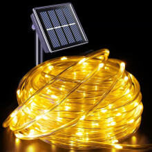 Luzes de corda LED solares para exterior, à prova d'água, branco quente, 7 metros/50 LEDs, para jardim, quintal, casamento, festa, Natal