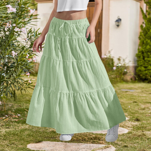 Μάξι φούστα για κορίτσια, μποέμ, casual, ψηλόμεση, μακριά φούστα με ρίγες, 1