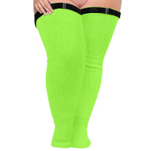 Dames effen plus size overknee sokken extra lang dikke dijhoge kousen met niet-elastische band EA