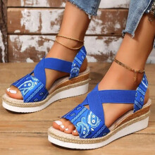 Sandali da donna UTTOASFAY Sandali da donna Sandali da spiaggia stampati Ciabatte estive con zeppa e plateau Supporto per l'arco plantare Scarpe