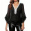 Camicetta da donna in chiffon con scollo a V e volant, maniche a 3/4. 2