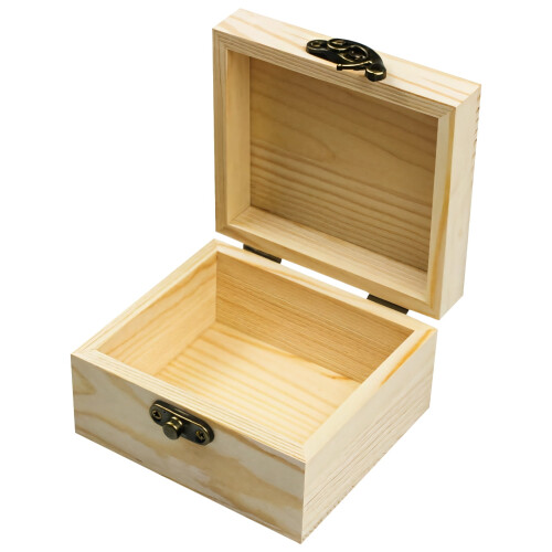 Mini caixa de madeira inacabada para artesanato, com tampa articulada e fecho magnético, 9,5 cm (3,74 polegadas) - Perfeita para artes, artesanato e 2