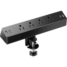 Skrivbordsklämma med grenuttag med 2x USB-C, 2x USB-A, 4 AC-uttag