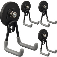 Hochleistungs-Magnethaken, 4er-Pack für Bohrmaschine, Werkzeug, Gartenschlauch, Lochwand – Grau, geeignet für den Innen- und Außenbereich