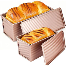 2 szt. foremek Pullman Loaf Formy z pokrywką, 2,2 funta/1 funt Forma do pieczenia chleba, kanapek i tostów z powłoką nieprzywierającą