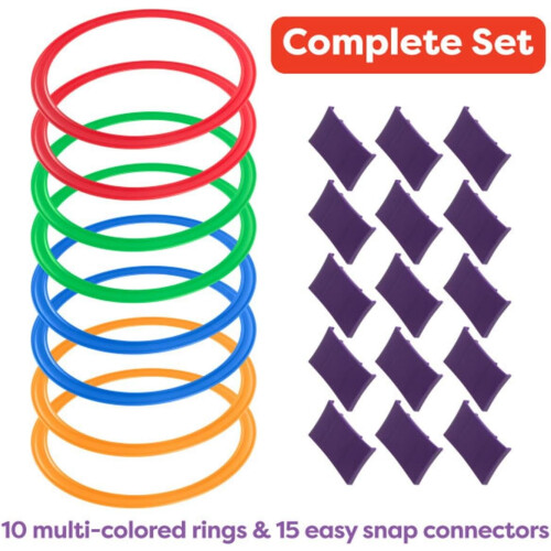 Jogo de Amarelinha com 15 Anéis de Plástico (11 Polegadas) para Uso Interno e Externo - Conjunto para Meninas e Meninos (Multicolorido) 1