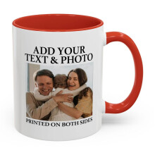 Koffiemok met gepersonaliseerde foto, rood, 325 ml