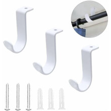 Set van 3 witte plafondbeugels voor gordijnroedes van 2,5 cm (1 inch), compatibel met standaard gordijnroedes.