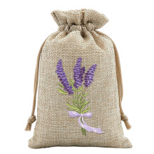 Sacchetti regalo in juta con coulisse, colore lavanda, 12 pezzi