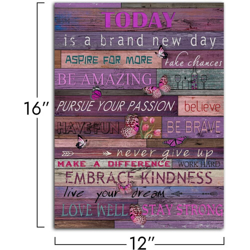 Affiche encadrée 12" x 16" avec papillons violets - Message de motivation 1