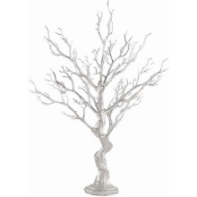 Arbre de Manzanita argenté métallisé de 86 cm avec 8 chaînes de perles acryliques – Centre de table pour mariages et événements, décoration