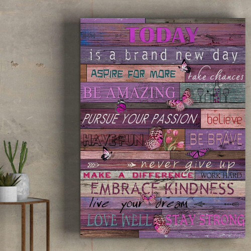 Affiche encadrée 12" x 16" avec papillons violets - Message de motivation 2