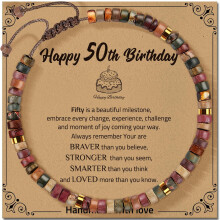 Cadeaux d'anniversaire pour femmes : bracelet en pierre naturelle (30e, 40e, 50e, 60e, 70e, 80e anniversaire), cadeau idéal pour maman, fille,