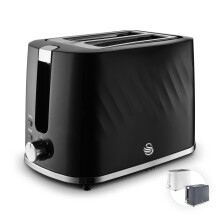 Swan ST14071BLK Windsor 2 Slice Toaster with 7 Browning Levels, Defrost/Reheat/Cancel Functions, Self-Centring Functions and Removable Crumb Tray,