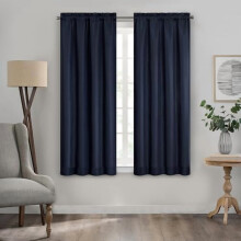 Kendall Verdunkelungsvorhang mit Struktur, Thermovorhang mit Stangentasche, isolierend und geräuschdämmend, 63" x 42", Indigo (1 Paneel)