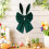 Easter Bunny Ear Bow Decor Green Fabric 15.74 Inch 6
