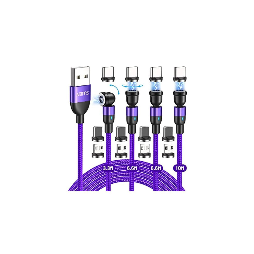 Zlc Magnetic Charging Cable 4-Pack (3.3Ft/6.6Ft/6.6Ft/10Ft), 540 Rotating, 3-In-1 Nylon Usb Cable For Micro/Type-C/Iphone Â Compatible With Iphone 9418476405624