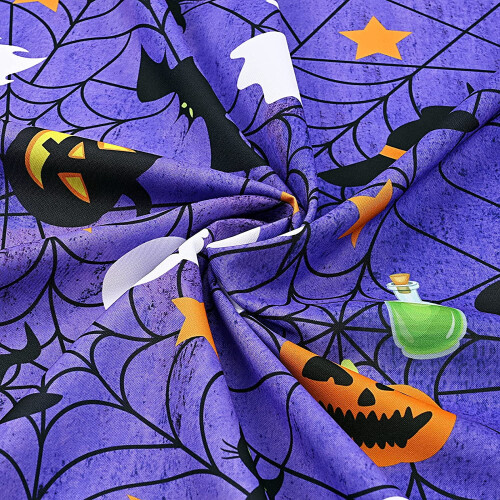 Τραπεζομάντιλο Halloween Μωβ Κολοκύθα Ορθογώνιο Κάλυμμα Τραπεζιού για Δείπνο, 60" x 84" 2