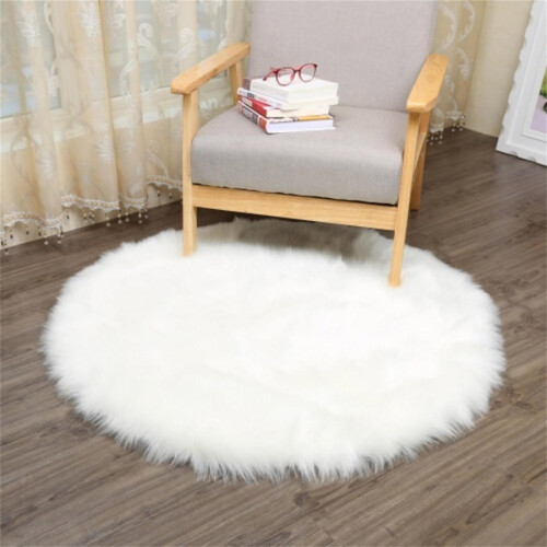 Oxodoi Modern Plush White Solid Print Area Rugs, 23.6"