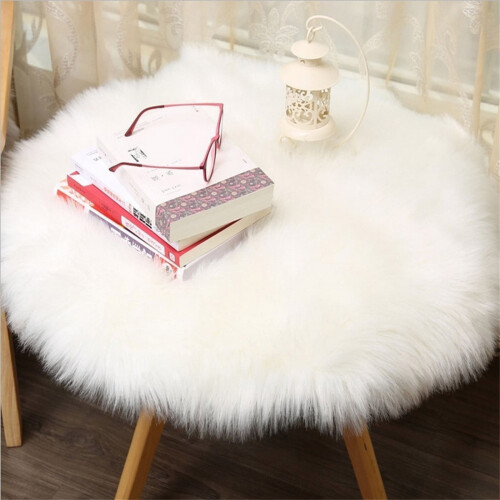 Oxodoi Modern Plush White Solid Print Area Rugs, 23.6" 2