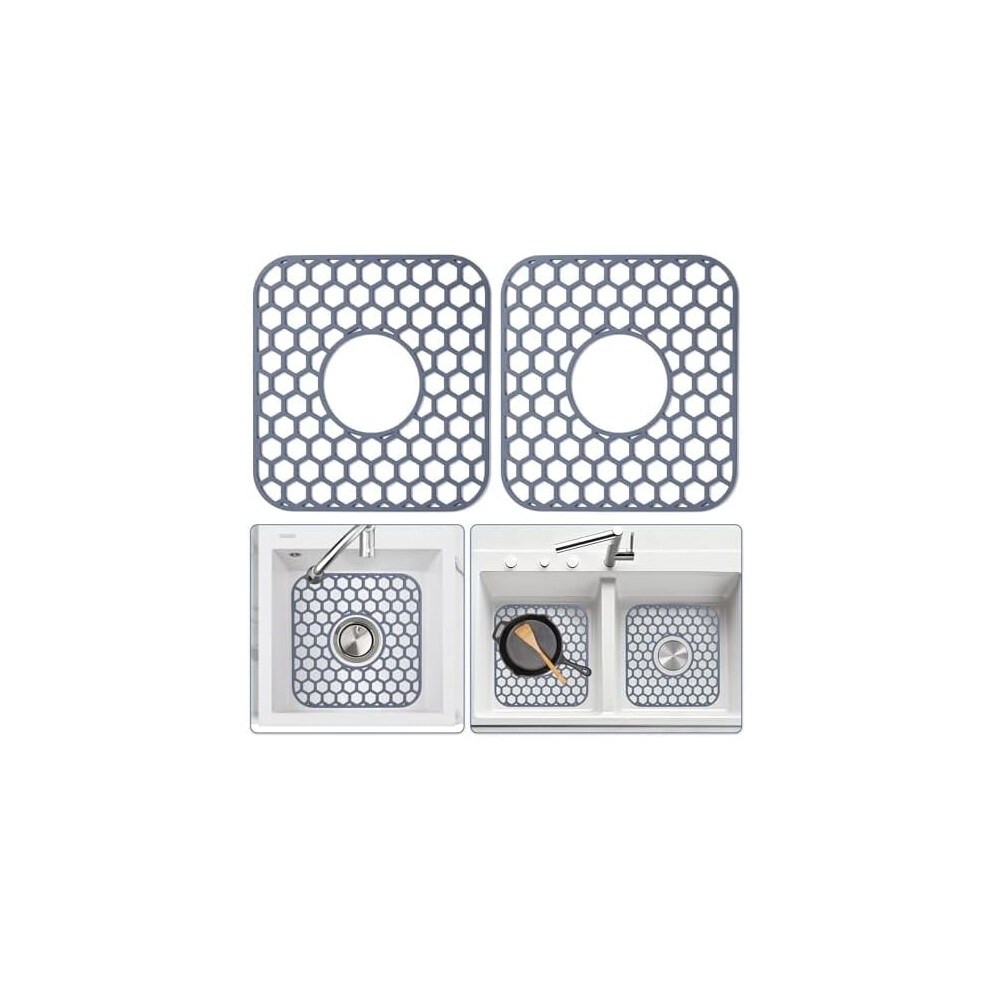 2 Pack Silicone Sink Protectors, 12"X11", Non-Slip & Heat-Resistant, Dishwasher Safe, Compatible With Porcelain/Stainless Steel Sinks 9418476404467