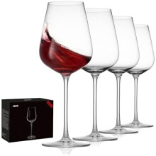 Hand-Blown Italian-Style Crystal Bordeaux Wine Glasses, Lead-Free, 18 oz, Set of 4 – Great Gift Packaging