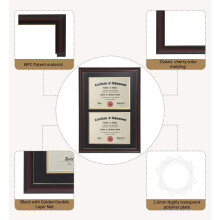Double Diploma Frame for Two 8.5x11 Certificates, 14x20 Inches Display with Mat, Cherry Wood & Gold Rim Document Holder for Degrees and Awards