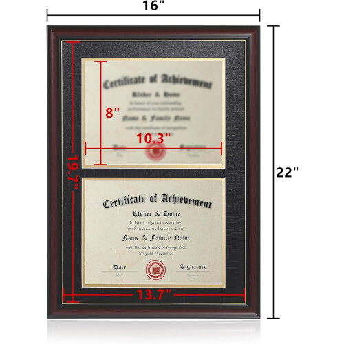Double diploma frame 8.5x11 certificates 14x20 cherry wood 2
