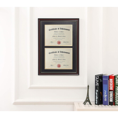 Double diploma frame 8.5x11 certificates 14x20 cherry wood 1