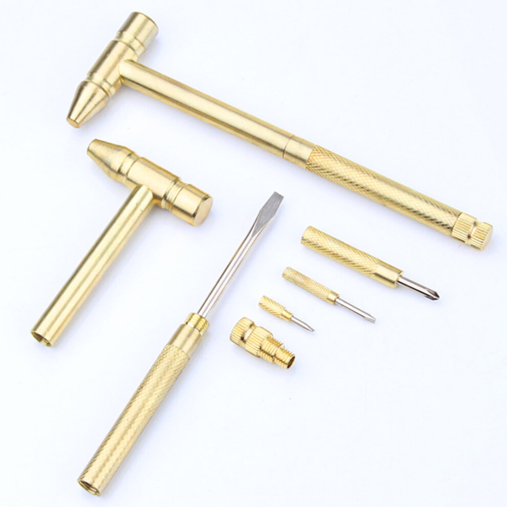 Copper Hammer 5 In 1 Multifunctional Hammer Built-In Small Screwdriver Indoor Outdoor Mini Tool Hand Tool Kit Hammer 9418476407321