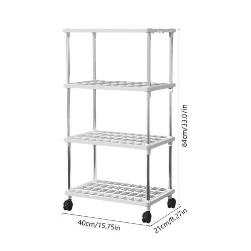 Mobile Storage Rack with Wheels, 4 Hooks, Space-Saving Vertical Design, Sturdy Frame, Durable & Deformation-Resistant – Ideal for Kitchen & Bathroom 2