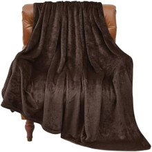 Brown Double-Sided Fleece Throw Blanket 50 x 60 in